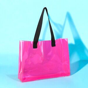 Clear Pink Translucent Waterproof Tote Bag